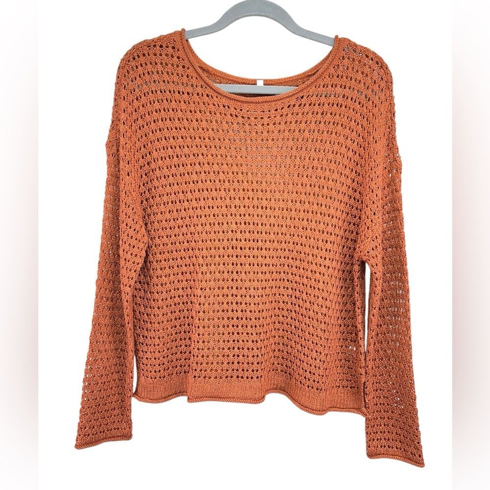 Maurices Burnt Orange Textured Open Knit Sweater Womens Large
